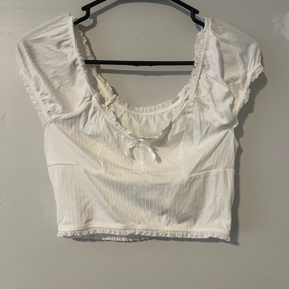 Elegant White Ruffled Crop Top